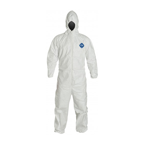 COVERALL TYVEK  HOOD   ELASTIC WRISTS ANKLES  MED 25 CS