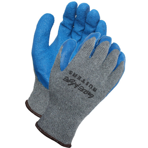 LATEX CRINKLE COATED GLOVE  POLYESTER SHELL  GRY BLU  10G  L