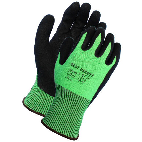 A4  DD SANDY NITRILE COATED GLOVE  IE SHELL  LIM BLK  13G XS