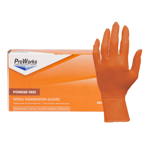 ORANGE NITRILE POWDER FREE EXAM GLOVES  10 100-XXLG