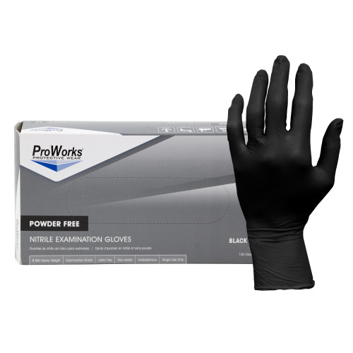 NITRILE POWDER FREE EXAM GLOVES BLACK 10 100-LG