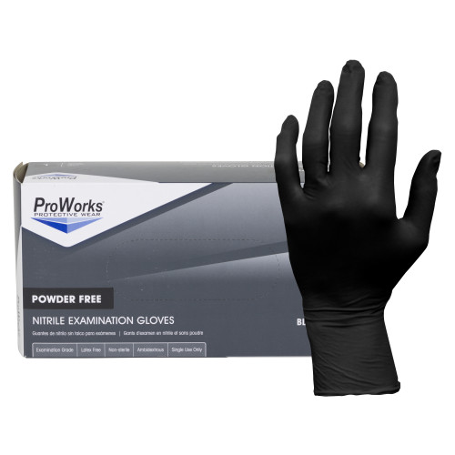 NITRILE POWDER FREE EXAMINATION GLOVE BLACK 10 100-MED