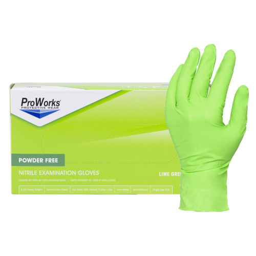 NITRILE POWDER FREE EXAM GLOVES NEON GREEN 10 100-LG