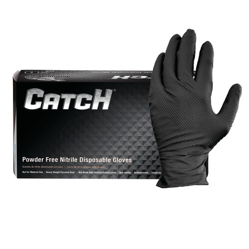 BLACK NITRILE POWDER FREE TEXTURED GLOVES  10 100-XXLG