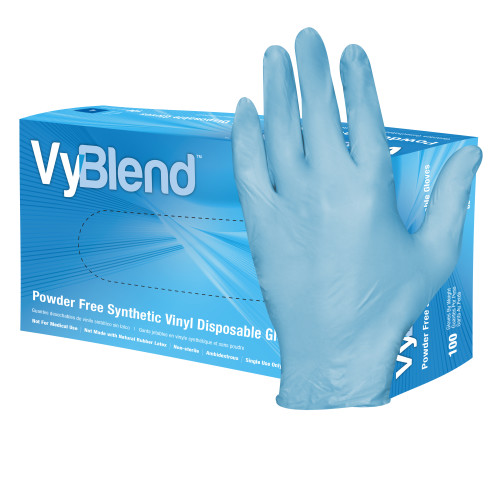 SYNTHETIC VINYL POWDER FREE DISPOSABLE GLOVES BLUE-XL 10 100