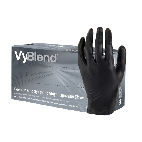 VINYL POWDERFREE DISPOSABLE GLOVES BLACK LG 10 100