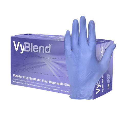 VINYL POWDERFREE DISPOSABLE GLOVES VIOLET BLUE LG 10 100