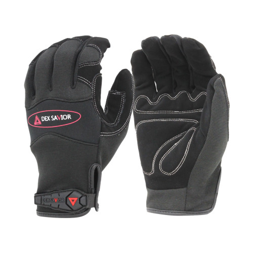 MECHANIC GLOVE  SPANDEX BACK  LEATHER PALM  BLK BLK  L