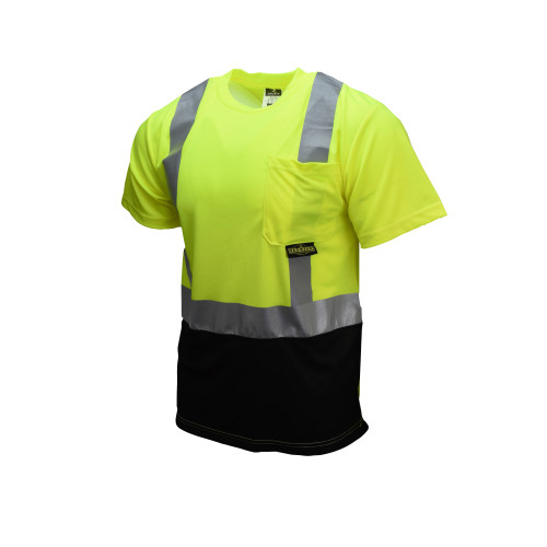 CLASS 2 MOISTURE WICKING SHIRT  HI VIS GREEN BLACK  2XL